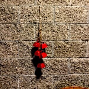 Traditional Red Cowbells Wall Hanging Bells On Rope -Christmas Decor